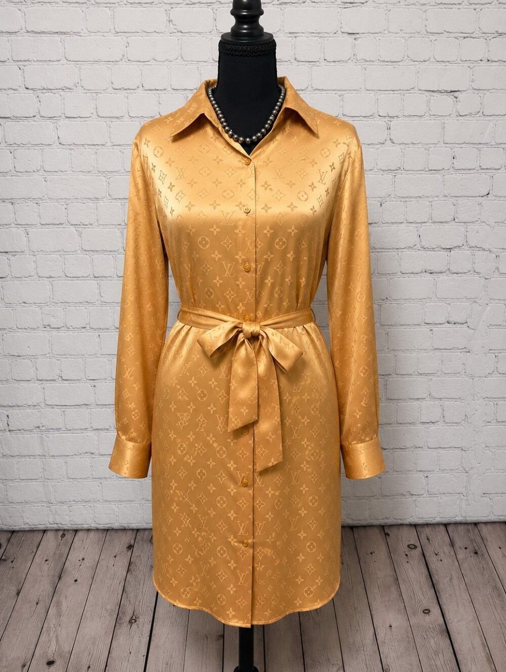 Chic Long Sleeve Gold Dress